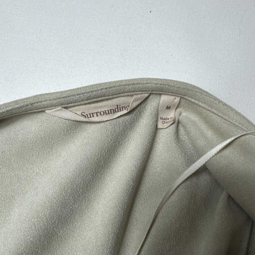 Soft Surroundings #27719 Size M Faux Suede Cardigan Draped Waterfall Beige‎ - Picture 5 of 8